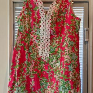 Lily Pulitzer Vibrant Pink and Green Sleeveless Dress